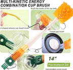 9Pcs Bottle Cleaning Brush Set with Long Handle, Nylon Tube Brush Cup Cleaner, Straw Brushes for Washing Narrow Neck Water Bottle Pipes Kettle Spout Cleaning