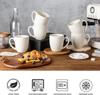 GBhome 16oz Coffee Mugs Set of 6, Large Ceramic Coffee Mugs for Man, Woman, Dad, Mom, Modern Coffee Mugs Set with handle for Tea/Latte/Cappuccino/Milk/Cocoa. Dishwasher&Microwave Safe,ivory