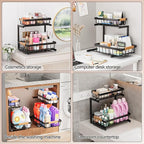ADBIU Under Sink Organizer, 2 Pack 2 Tier Expandable Height (13.2" - 17.2") Pull out Kitchen Bathroom Cabinet Organizers and Storage Shelf