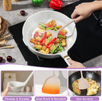 Onader Silicone Cooking Utensils Set, 6 Pcs Kitchen Utensils for Cooking, Heat Resistant Kitchen Gadgets Tools Set for Nonstick Cookware - 3 Mixed Color (Khaki & Pink & White)