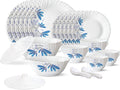 Borosil Gourmet Dinnerware Set For 6, 35 Pieces, White Dinner Plates and Bowls Sets, Chip Resistant Tempered Opal Glass, Stain Resistant, Dishwasher & Microwave Safe Dinner Set For Gifting, Serves 6