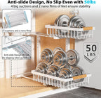 Liuoud Under Sink Organizer 2 Pack, 2 Tier Slide Out Large Capacity Height Adjustable Under Sink Organizers and Storage for Kitchen Bathroom Cabinet, White