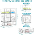 Vtopmart 10 Pack Clear Baby Bottle Organizer Set, Stackable Storage Drawers Ideal for Kichen Countertop, Vanity, Bathroom, Cabinet, Pantry Organization