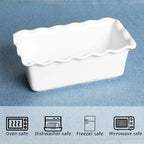 HAOTOP Porcelain Nonstick Baking Bread Loaf Pan, 8.5 x 5 Inch, White