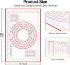 HOOMIL Silicone Baking Mat, Non-Stick, Non-Slip, Extra Large Pastry Mat for Rolling Dough, Bread Pie Crust Pizza Cookies Fondant Making, with Measurements - 24"x16"