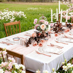 GATHER 350PCS Rose Gold Plastic Plates - Disposable Rose Gold Dinnerware Includes 100 Clear Rose Golds Rimmed Plastic Plates, 150 Silverware, 50 Napkins, 50 Cups for Party, Wedding, Mother's Day