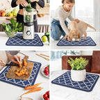 WISELIFE Dish Drying Mat Super Absorbent Drying Mat Large Dish Drying Mats for Kitchen Counter Easy Clean Dish Mat Kitchen Drying Mat15"x 18" Stylish Blue