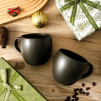 Coffee Mugs Set of 4, Stoneware 18 oz Coffee Mugs for Cappuccino Latte Cocoa and Tea, Ceramic Coffee Cups with Handle,Black Mugs for Housewarming Gifts, Microwave and Dishwasher Safe
