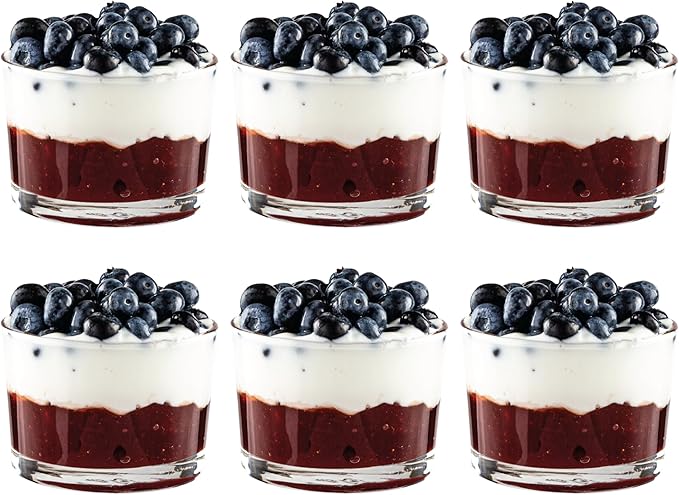 Vikko Stackable Bodega Glasses, 7 Oz Tasting Glasses, Small Glass Bowls, Glass Dessert Cups, Custard Cups, Glass Prep Bowls, Parfait Glasses, Set of 6 Short Glasses - 3.2" x 2.2”