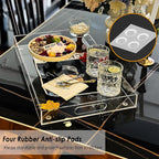 Acrylic Serving Tray with Handles, Extra Large Rectangular Tray for Serving Food, Drinks, Snacks and Appetizer, Outdoor Lucite & Coffee Table Trays, Acrylic Makeup Organizer 12" × 20"