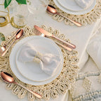 20 Pieces Rose Gold Flatware Set for 4 Person Luxury Stainless Steel Cutlery Forks Knives Spoons Modern Eating Utensils Double Line Edges Handle