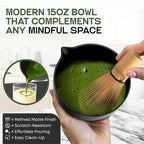 Matcha Whisk Set, 5 Pcs Matcha Set Kit Includes 15 OZ Ceramic Matcha Bowl, Bamboo Whisk, Holder, Sifter & Scoop, Tea Gift for Women Men Girl Friend, Christmas, Birthday, Halloween, Matcha Tea Ceremony