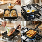 Tamagoyaki Pan - Japanese Egg Pan with Lid - Japanese Omelette Pan Rectangular - Rolled Omelet Nonstick Square Frying Pan - Tamago Cooking Pan Induction Compatible 7x6