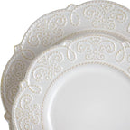 Elama Round Decorated Stoneware Scallop Embossed Dinnerware Dish Set, 16 Piece, Luna