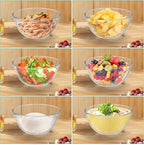 ShineMe Glass Salad Bowl, 4.7 Qt Mixing Bowl with Lid and Built in Utensils, Versatile Trifle Bowl for Serving, Mixing, Preparing, Storing, and Decoration, Large Halloween Candy Bowl