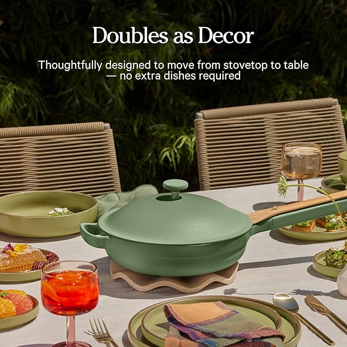 Our Place Mini Always Pan | 8.5" Ceramic Pan with Modular Lid & Beechwood Spatula | Patented 10-in-1 Nonstick, Non-Toxic Cookware Made Without PFAS | Induction & Oven-Safe up to 450°F | Sage