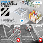 Under Sink Organizer Upgrade To Professional Rails,2-Tier Dual Pull Out Cabinet Storage,Height Adjustable Slide Out Drawers For Bathroom Kitchen,1 Pack-18.5"Dx12.8"-16.9"H,White