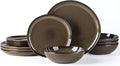 AmorArc Ceramic Dinnerware Sets,Handmade Reactive Glaze Stoneware Plates and Bowls Sets,Highly Scratch Resistant | Dishwasher & Microwave Safe Dishes Set,Service for 4 (12pc)