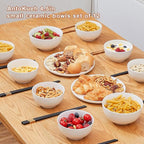 AntoKueh White 4.5in Small Ceramic Bowls 12 OZ, Cereal Bowls Set of 12 for Dessert, Rice, Family dressfamily gatherings, hosting dinner parties