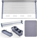 Havenity™ Expandable Roll Up Dish Drying Rack with Drying Mat - Adjustable Up to 22.75" with 2 Free Attachments & 2 Removable Baskets, 304 Stainless Steel Over The Sink Dish Drying Rack Cover Kitchen