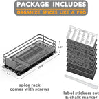 SpaceAid Pull Out Spice Rack Organizer for Cabinet, Heavy Duty Slide Out Seasoning Kitchen Organizer, Cabinet Organizer, with Labels and Chalk Marker, 4.5" W x10.75 D x2.5 H, 1 Drawer 1-Tier