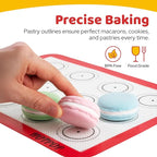 HOTPOP Silicone Baking Mats 0.75mm - Non-Stick Silicone Sheets for Bake Pans and Rolling with Outlines for Pastries - Silicone Baking Sheet - Macaron/Pastry/Cookie/Bun/Bread Making (3 QUARTER SIZE)