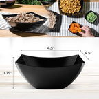 Posh Setting - Black Plastic Serving Bowls for Party (8oz - 4 Pack) Square Bowls, Disposable Chip Bowls, Candy Bowls for Party Table, Salad & Fruit Bowls for Party, Candy Containers for Candy Buffet