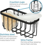 iDesign Stainless Steel Suction Sponge Holder - Kitchen Sink Sponge Caddy Organizer - Matte Black
