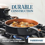 Farberware Glide Ceramic Nonstick Saute Pan / Frying Pan / Fry Pan with Lid and Helper Handle - 4 Quart, Black