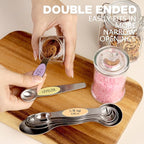 Pack of 8 Stainless Steel Magnetic Measuring Spoons Set, Dual Sided, Stackable, Adjustable Teaspoon and Tablespoon Measure Spoon with Leveler, Kitchen Gadgets