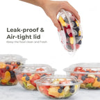 Fit Meal Prep 150 Pack 18 oz Disposable Plastic Clear Salad Bowls with Airtight Lids - To Go for Lunch, Takeout, Party, Catering, Picnic