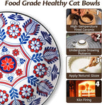 WROSWT Non-Slip Cat Bowl,Ceramic Cat Food Bowls with Silicone Bottom, Anti-Whisker Fatigue Cats Dishes Set, Shallow & Wide Kitten Plates for Food and Water, 4 Pack