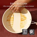 UUKRAVE Nonstick Ceramic Frying Pan Set, Ceramic Pan Skillet for Cooking, Healthy & Non-Toxic, PFAS/PTFE/PFOA-Free, Induction Compatible, Dishwasher & Oven Safe, 8"/9.5"/11", Cream