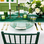 DaYammi 175 Pcs Green Plastic Plates Dinnerware Set (25 Guests), Hammered Plates Sets, Green Party Platos Set include 50 Disposable Platos, 75 Gold Plastic Silverware, 25 Cups 25 Napkins
