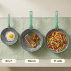Non Stick Frying Pan Skillet,Egg Pan,Green Omelet Pan,PFOA Free,10 Inch Ceramic frying pan,Induction with all cooktops,non-slip grip.