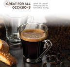 Bormioli Rocco Oslo 7.5 oz. Cappuccino Tempered Glass Cup with Removable Stainless Steel Handle for Coffee, Tea, Lattes, and Hot Drinks, Set of 4