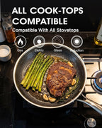8 Inch Non Stick Frying Pan with Stainless Steel Lid, Hybrid Nonstick Stainless Steel Skillet Stay-cool Handle Dishwasher and Oven-Safe Chef Pan, Induction Compatible Cooking Pan, PFOA Free Cookware