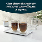 Libbey Kona Glass Coffee Mugs Set of 6, Elegant 16 Ounce Clear Tea Cup Set , Dishwasher Safe Glass Mugs with Handles for Tea, Coffee,and Espresso
