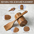 8 PCS Wooden Utensil Set with Holder, Spoon Rest, Durable Wooden Spoons for Cooking, Heat-Resistant, Comfort Grip,Easy to Clean, Non-stick Friendly, Ideal for Gifting