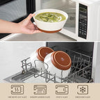 MALACASA Soup Bowls, Ceramic Salad Bowls Set of 4, 36oz Ceramic Bowls for Ramen, Cereal, Fruit and Pho, Microwave & Dishwasher Safe, Speckled Deep Bowls, Vanilla White & Brown