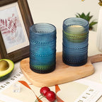 Moretoes Hobnail Drinking Glasses Set of 12,12 Oz Highball Glasses Embossed Boho Water Glass Cups Kitchen Bar Tumbler Glassware Set for Whiskey, Beer