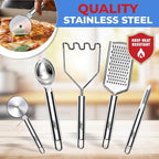 Kaluns 50 PCS Silicone Kitchen Utensils Set Complete Kitchen Set - 800°F Heat Resistant Non-Stick Premium Cooking Utensils W Wooden Handles - Can Opener, Masher, Turner, Silicone Spatula Set