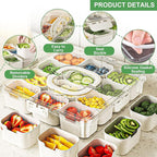 shopwithgreen Divided Serving Tray with Lid and Handle, Portable Snack Box, 12 Compartments Veggie Fruit Tray, Charcuterie Platter Snackle Box Container for Party, Snacks, Picnic, LARGER SIZE