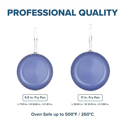 Viking Hybrid Plus 3-Ply Ceramic Nonstick Frying Pan, Made without PFAS, 2-Piece Induction Fry Pan Set, 9.5 and 11 Inch, Metal Utensil Safe, Oven Safe to 500F