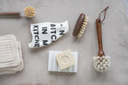 Beech Wood Dish Brush w Leather Strap, Dark Brown