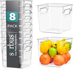 Sorbus Small Clear Plastic Storage Bins for Shelves, Clothes, with Handle - Clear Storage Bins, Drawer, Shelf, Closet, Pantry, Fridge, Freezer Organizer Bins, Closet Organizers and Storage (8 pack)