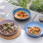 Selamica Ceramic Pasta Bowls Set 34 OZ, Large Salad Bowl 8.6 Inch Deep Plates for Pasta Soup, Microwave & Dishwasher Safe, Set of 6, Gradient Blue