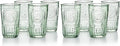 Bormioli Rocco Romantic Set Of 4 Cooler Glasses, 16 Oz. Colored Crystal Glass, Pastel Green, Made In Italy. (Pack of 2)