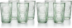 Bormioli Rocco Romantic Set Of 4 Cooler Glasses, 16 Oz. Colored Crystal Glass, Pastel Green, Made In Italy. (Pack of 2)