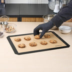Restaurantware Baking Mat Pack of 1 Non-Stick 11.8"x15.7" Silicone Half Size Baking Mat, Rectangle Reusable Durable Oven-Friendly Anti-Slip Sheet for Kneading Rolling Shaping Dough, Tan and Black